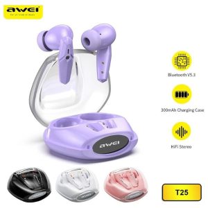 Awei T25 Ακουστικά Bluetooth V5.3 Handsfree In-ear Awei T25 χρώμα - Μαύρο