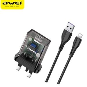 Awei C12L Φορτιστής με Καλώδιο Apple- Transparent Fast Charger