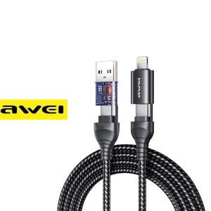 Awei CL-126 Καλώδιο Φόρτισης 4 σε 1 Fast Charge 60W USB/Type-C σε Type-C & Lightning 1m
